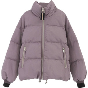 冬季新品热销学生面包羽绒棉服女短款廓形高领小个子外套