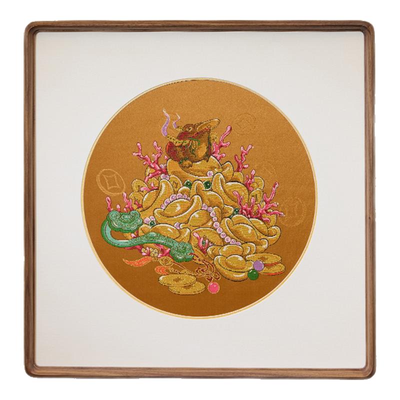 南京云锦研究所金蟾招财家用旺宅玄关办公室开业高档装饰挂画礼品