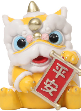 五虎上将国潮醒狮摆件桌面装饰品