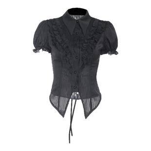 Wannathis暗黑哥特黑色上衣辣妹穿搭亚文化衬衫亚比y2k半身裙套装