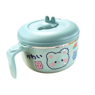 碗学生食堂打饭防烫宿舍泡面碗带盖不锈钢饭盒易清洗方便面碗卡通