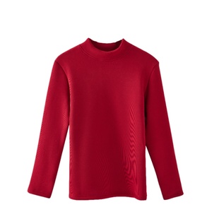 羊驼绒蚕丝加厚加绒打底衫女25秋冬新款中高领螺纹一体绒保暖上衣