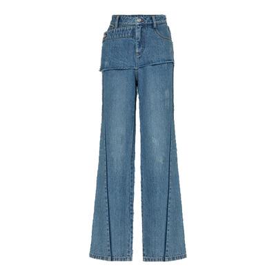 【商场同款】HPLY荷比俪春秋新款女不对称分割线假两件长裤