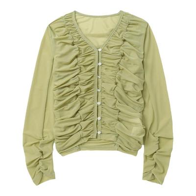 RAYBEAMS褶饰微透开衫摩登时尚