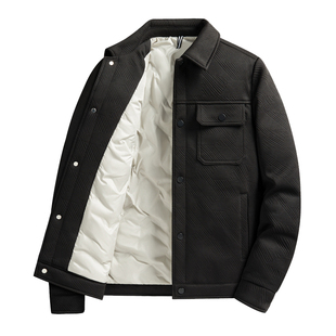 啄木鸟冬天羽绒服男秋冬季加厚保暖衬衫冬装夹克翻领工装外套男装