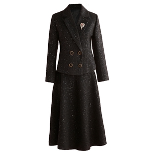 班缇娜小香风套装女204秋冬新款气质名媛显瘦半身裙粗花呢两件套