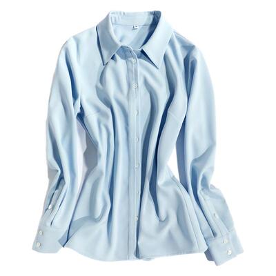 OFFIY免烫加厚修身职业蓝色衬衣