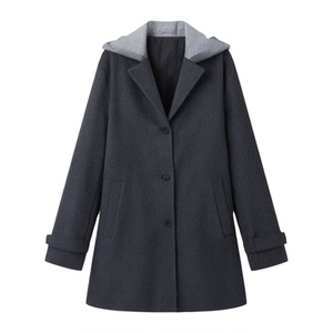 HM男装毛呢大衣2024冬季新款宽松翻领中长款外套1225636