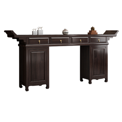 新中式实木堂屋中堂六件套农村客厅佛台条案八仙桌太师椅家用案几