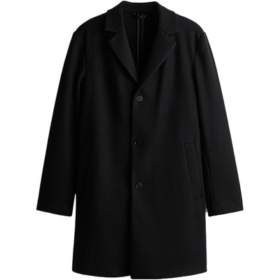 HM男装毛呢大衣冬季宽松翻领中长款外套1225636