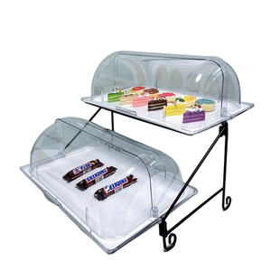 水果自助餐展示架盘双层台带盖面包蛋糕点心托盘透明食物甜品试吃