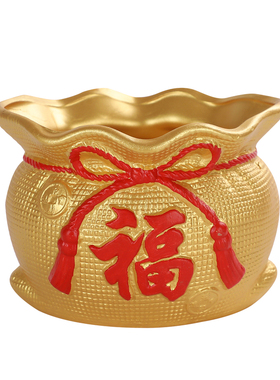 红色喜庆盆陶瓷盆发财树花盆
