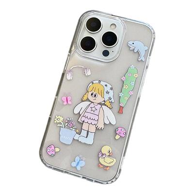 卡通翅膀女孩苹果13promax手机壳