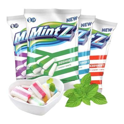 印尼进口mintz明茨薄荷软糖果喜糖果汁润口气清新喉旅行零食桶装