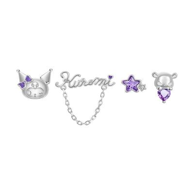 潮色绘酷洛米纯银一周甜酷耳钉女