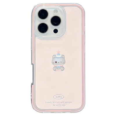 ins风小清新可爱猫咪适用苹果16promax手机壳新品高级感iPhone17pro网红爆款手机壳15//14好看的外壳保护套女