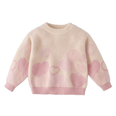 [抗菌锁温]宝宝毛衣儿童冬季爱心半高领衣服加绒上衣冬女童针织衫