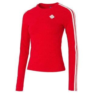 adidas阿迪达斯春季女子CNY运动休闲上衣新年红圆领长袖T恤KW4676