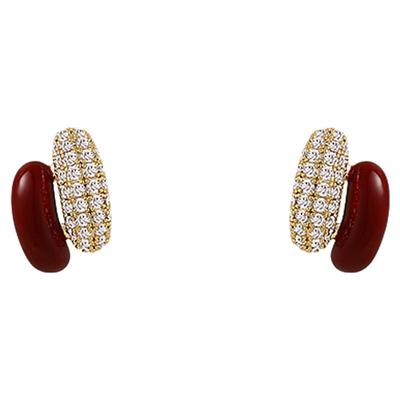 红色圣诞耳钉女轻奢高级感气质