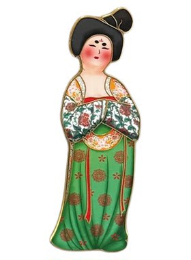 西博玉舞人粉彩仕女陶俑冰箱贴