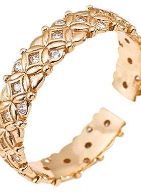 925银镀金蕾丝轻奢小众女戒