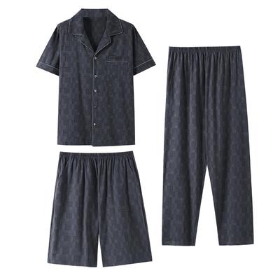 睡衣男士夏季纯棉短袖长裤家居服
