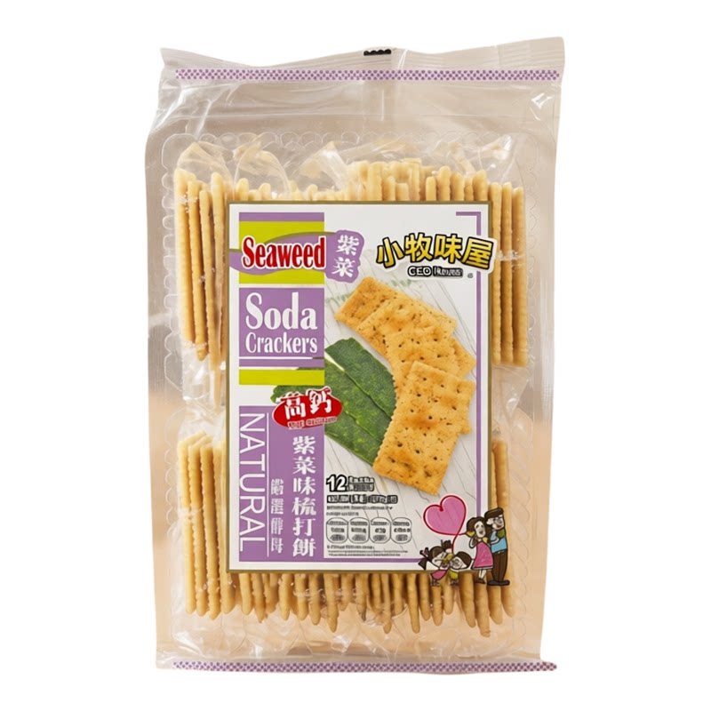 小牧味屋 高钙紫菜梳打饼12小包270克x3包咸味饼干独立包装休闲版