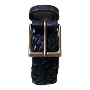 新 yucoogu®洗水鞣制牛皮腰带软面 青铜扣 范儿男女中古编织皮带