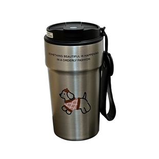 恒度简约可爱小猫咖啡保温杯吸管双饮口便携女生高颜值ins水杯子