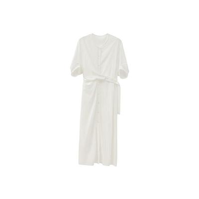 清爽通勤连身腰带衬衫裙