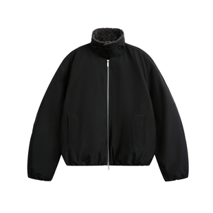 90白鸭绒羽绒服男款冬季2025新款立领外套宽松大码加厚高品质黑色