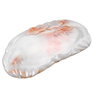 天然玉石茶盘茶具家用石材大号大理石石头整块茶海茶台玉石白色