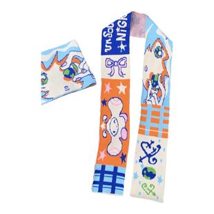 UnsocialNight插画师奥莉蛙联名插画针织围巾秋冬保暖休闲围脖