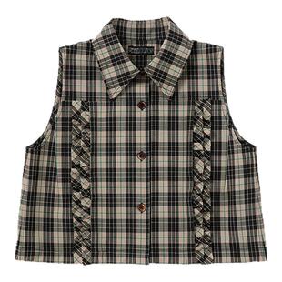 卢昱晓同款【MARCHEN】hug 格纹短款园艺部马甲