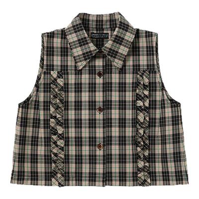 MARCHEN格纹短款园艺部马甲