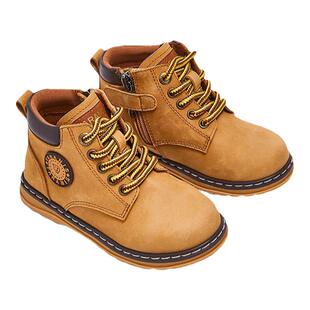 泰兰尼斯meta马丁靴春秋款儿童皮靴女童小黄靴小童工装靴男童短靴