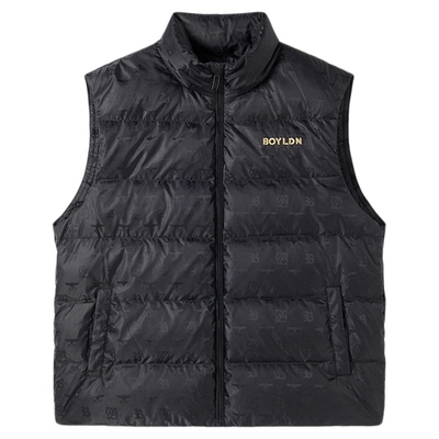 BOYLONDON2025新款秋季时尚潮牌轻薄拉链保暖满印羽绒马甲N30002