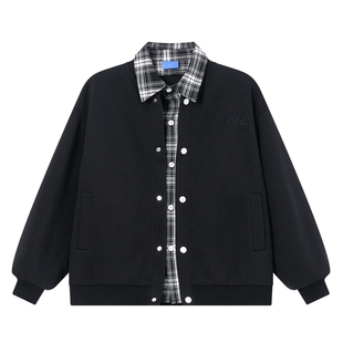 男童春秋酷帅假两件衬衫拼接外套2026新款中学生儿童春季开衫卫衣