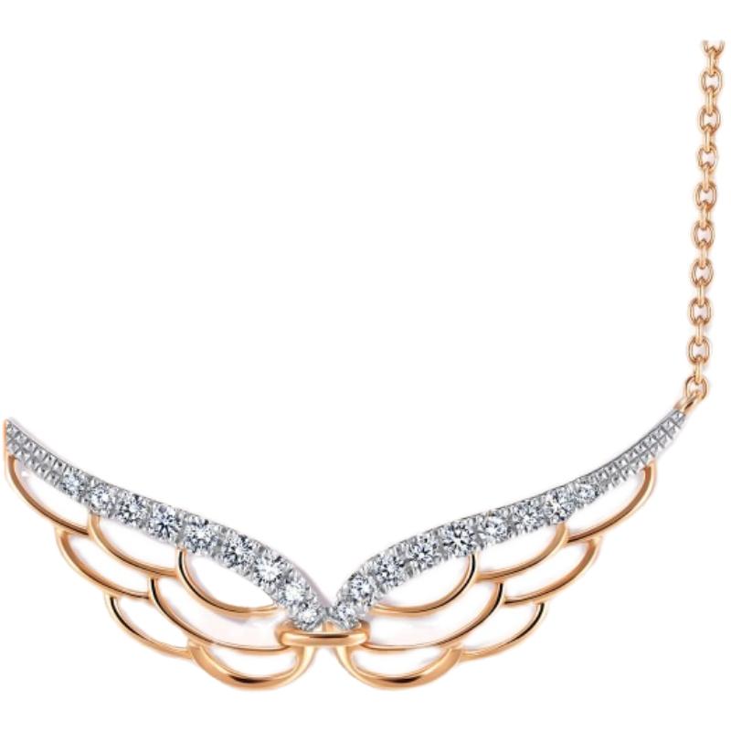 周生生爱情密语天使翅膀钻石项链18K金套链91642N