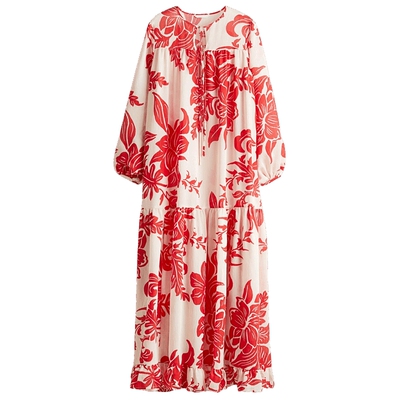 HM女装连衣裙夏季蓬松气质温柔时尚海洋系海岛风大摆裙1297178