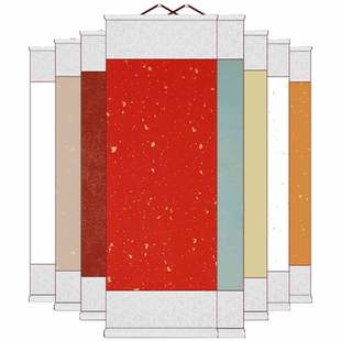 蜡染空白卷轴鎏金宣纸挂画挂轴画轴书法作品专用纸万年红洒金手卷毛笔字书法画画作画国画创作纸装裱字画批发