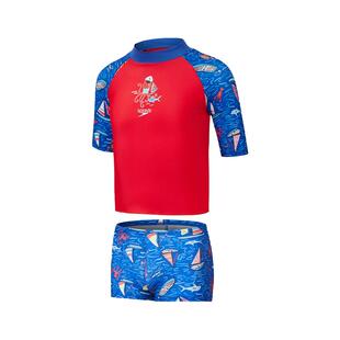 Speedo/速比涛 短袖立领婴幼儿童高防晒休闲分体泳衣泳裤泳装男童