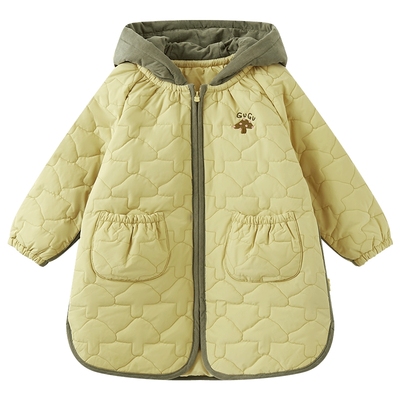 papa冬季儿童保暖长款带帽棉服