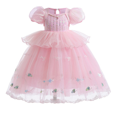 女童连衣裙夏季洋气粉色公主裙