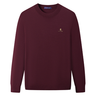 [48支羊毛T]梦特娇羊毛衫男圆领秋冬精纺可机洗毛衣打底T恤保暖J