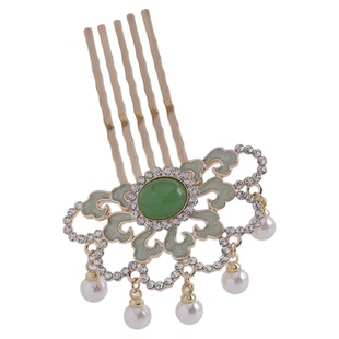 翠玉琳琅-中式步摇盘发发簪国风明制秀禾步摇珍珠新娘婚假发饰女