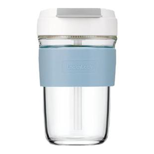 乐扣乐扣苏打杯玻璃水杯女生便携咖啡杯带盖办公室简约高颜值男士