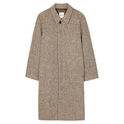 SANDRO绵羊毛单粒扣直筒长款大衣