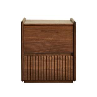 北美黑胡桃木床头柜实木可移动边柜40cm小户型客厅书房边收纳储物