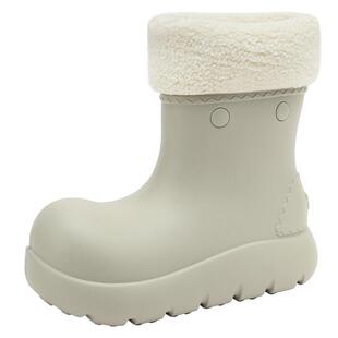 UBZ 防水厚底加绒皮面雨靴女2026年冬季新款增高雪地靴小丑鞋短靴